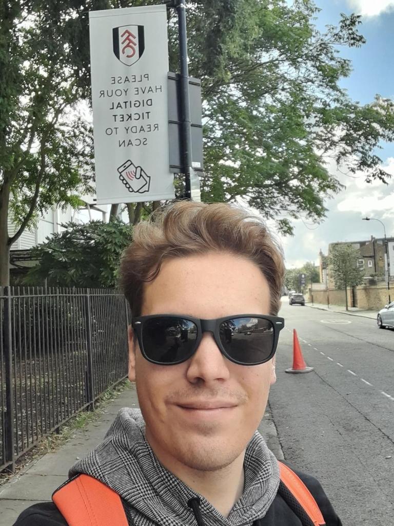 Me outside Craven Cottage, the home of Fulham Football Club