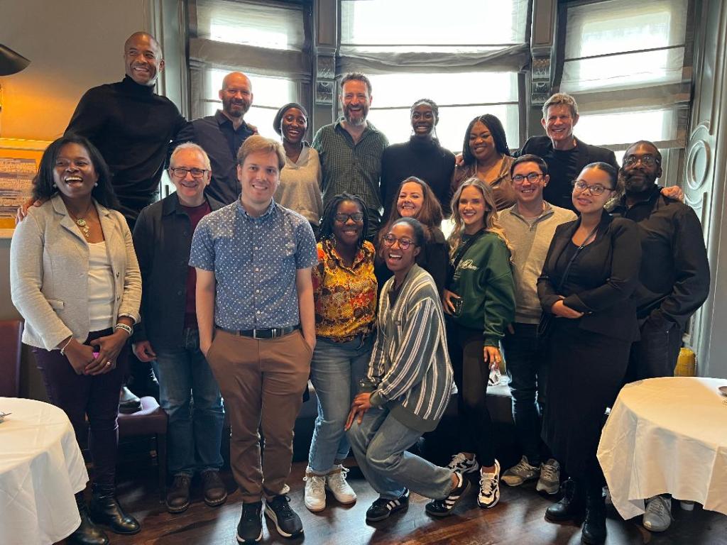 Me, some fellow journalists, and the cast and crew of The Lion King in London
